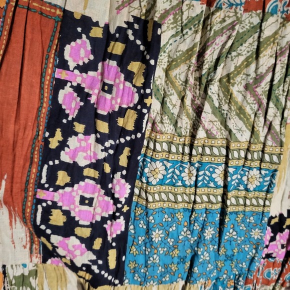 Patchwork Reversible Cotton Maxi Skirt 3X Elastic Waist Boho Hippie Festival - Picture 9 of 11